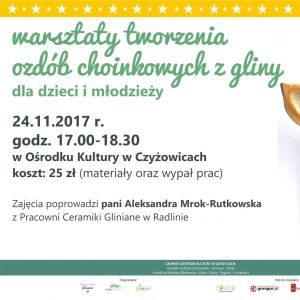 Warsztaty tworzenia ozdób choinkowych z gliny dla dzieci i młodzieży.