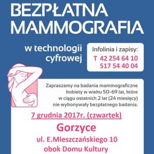 Bezpłatne badanie mammograficzne dla kobiet między 50 a 69 rokiem życia.