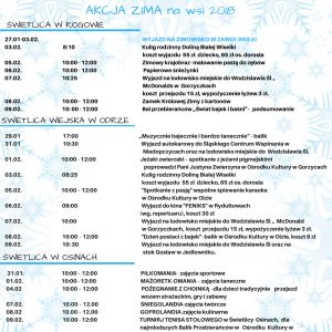 Akcja Zima 2018 z Gminnym Centrum Kultury -  Świetlice Wiejskie.