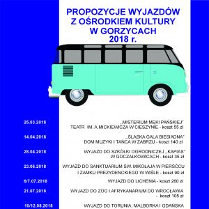PROPOZYCJE WYJAZDÓW Z OŚRODKIEM KULTURY W GORZYCACH.